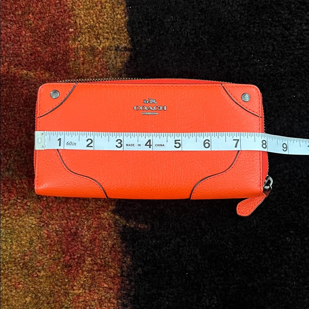 NWOT Coach Mickie Accordion Zip Wallet In Grain Leather (F52645) in Orange - Picture 14 of 15